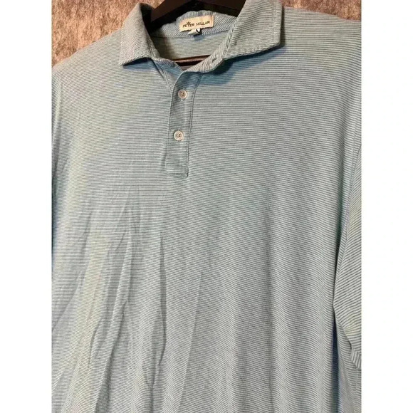 Peter Millar Blue Striped Golf Polo - Large - Picture 2 of 6